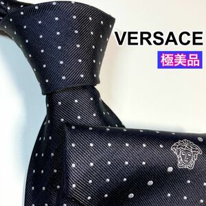 極美品VERSACE ヴェルサーチ　ネクタイ　高級シルク　メデューサ　ドット