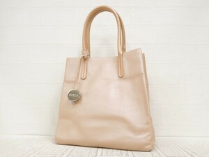 FURLA フルラ◆レザー 本革◆ハンド バッグ ミニトート◆ピンクベージュ シルバー金具◆新品同様◆超美品◆ロゴ型押し◆腕掛け◆N7578