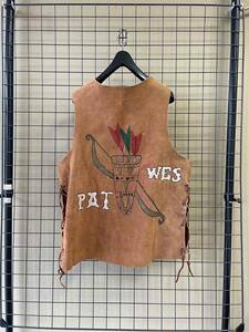 【USA古着】Vintage Handcraft Leather Vest 年代不明 ビンテージ ハンドクラフト レザーベスト スエード 手書きプリント 原宿 高円寺