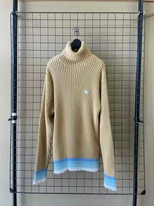 【adidas/アディダス】Turtle Neck Cotton Knit タートルネック コットン ニット プルオーバー セーター ローゲージ