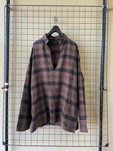 【VAINL ARCHIVE/ヴァイナルアーカイブ】Ombre Check Pullover Shirt sizeM MADE IN JAPAN オンブレチェック プルオーバーシャツ コットン