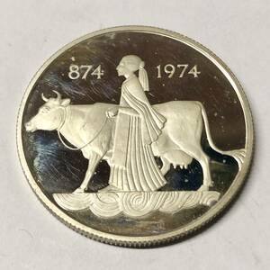 アイスランド　500クローナ　銀貨　1974　no.14