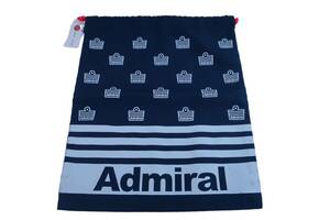 【超美品】Admiral(アドミラル) ポーチ（巾着袋） 紺白ロゴ柄 ゴルフ用品 2401-0149
