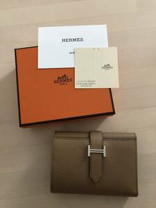 HERMES エルメス 財布 ベアン《べアン》 コンビネ ヴェルソ チャイ/モーヴ・シルヴェストル 美品