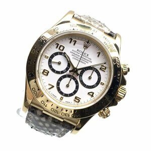 ROLEX ロレックス 腕時計 16518 デイトナ 白文字盤 X番 ゴールド K18YG/革ベルト 自動巻 アラビア ホワイト メンズ 管理RY24000266