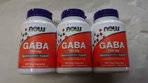 送料無料 3個 新品 未開封 GABA 750mg 100粒 NOW FOODS ナウフーズ ガンマ アミノ酪酸 ギャバ サプリメント 睡眠改善 サプリ 即決あり