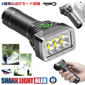 LED light rechargeable small size flashlight high luminance USB powerful 4. lighting mode same light SHARKLIGHT