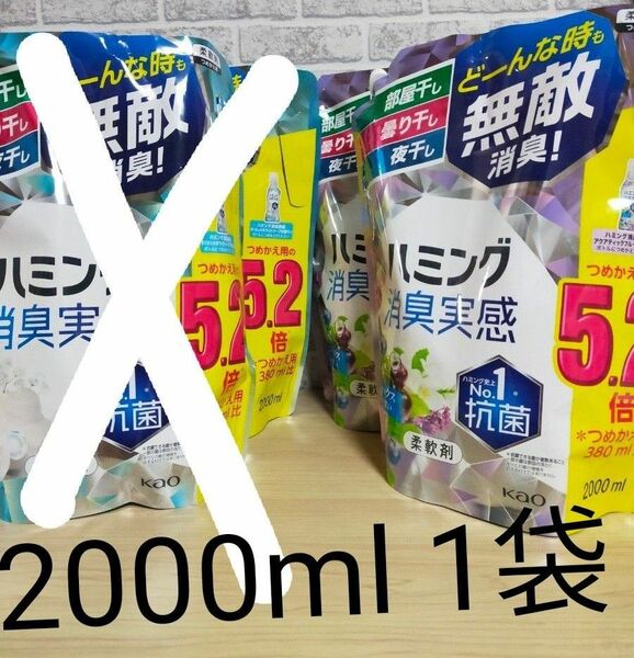 ハミング消臭実感柔軟剤 部屋干し/曇り干し/夜干しどんな時も無敵消臭！アクアティックフルーツの香2000ml 1袋