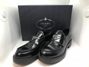 【1円スタート】【未使用品】PRADA プラダ トライアングルロゴ　ローファー 黒 サイズ6 24.0㎝〜24.5㎝　ウィメンズ