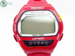 2402280341　＃ SEIKO セイコー スーパーランナーズ S650-4000 クォーツ QZ デジタル 腕時計 赤 レッド 純正ベルト ヴィンテージ