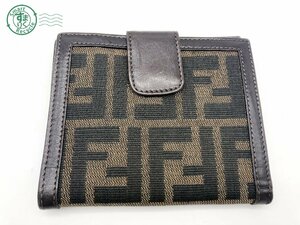 2402410705　▽ FENDI フェンディ ズッカ柄 二つ折り財布 2251-12671-009 ブラウン系 ブランド 中古 ヴィンテージ