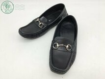 2402412205　＊ GUCCI グッチ ドライビング シューズ ローファー スリッポン レザー ブラック 黒 メンズ 中古_画像1