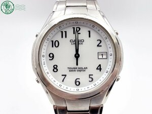 2402412422　＃ CASIO カシオ LINEAGE リニエージ ウェーブセプター LIW-120 タフソーラー デイト 腕時計 白文字盤 ホワイト 純正ベルト