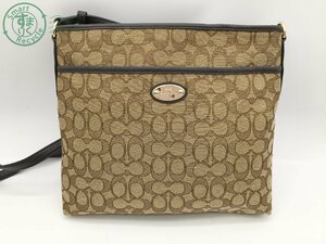 2402284887　＊ COACH コーチ ショルダーバッグ F36182 キャンバス レザー ベージュ ダークブラウン ハンドバッグ 斜め掛け 中古