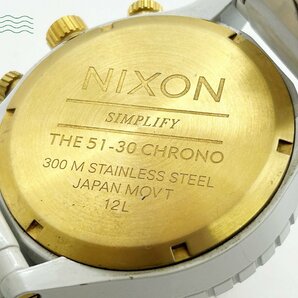 2402415226 ◇ NIXON ニクソン THE 51-30 クロノグラフ 白文字盤 ホワイト ゴールド デイト 箱付き メンズ QUARTZ QZ 腕時計 中古の画像9