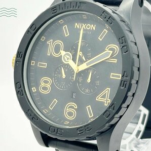 2402415223 ◇ NIXON ニクソン THE 51-30 クロノグラフ 黒文字盤 ブラック ゴールド デイト 箱付き メンズ QUARTZ QZ 腕時計 中古の画像2