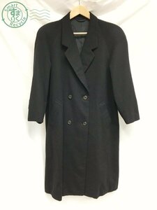 2402440676　＊ CROMBIE クロンビー コート カシミヤ 100％ ブラック 黒 レディース アウター 冬物 名前刺あり 中古