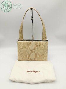 2402414491　＊ Salvatore Ferragamo サルバトーレ フェラガモ ハンドバッグ AQ-21 0248 パイソン アイボリー系 ワンショルダー 中古