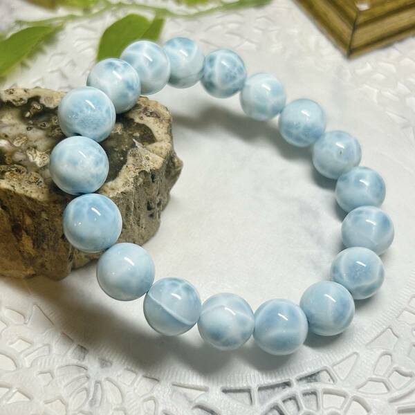 【E8386】AAAAA＊ラリマー＊11㎜＊ブレスレット＊高品質＊Larimar＊パワーストーン＊