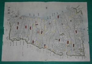 地図 （絵図）三重県 伊勢國 古地図 木版 江戸時代 歴史資料 インテリア 社会 教材