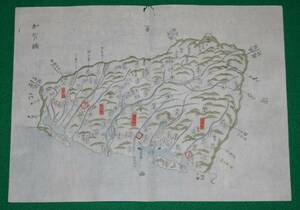 地図 （絵図）石川県 加賀國 古地図 木版 彩色 江戸時代 歴史資料 インテリア 日本史 社会 教材