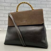 【AC-11】LOEWE ロエベ ベラスケス ツイスト ハンドバッグ 2way ショルダーバッグ ブラック ブラウン_画像1