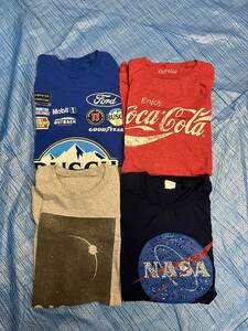 アメリカ古着 Tシャツ 4枚セット メンズ L プリント 有名企業 コカ・コーラ NASA ロゴ ヴィンテージ