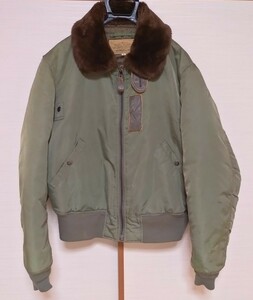  less ... carry to extremes!![ man throat most middle flight jacket!! used ]AVIREX Avirex B-15boma- jacket sage green / Brown boa M