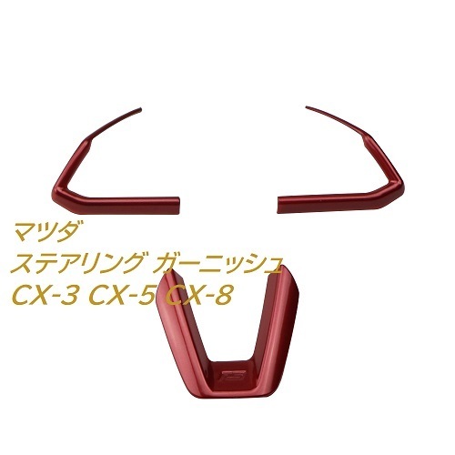 マツダ CX-3 CX-5 CX-8 レッド ハンドル ボタン ガーニッシュ ハンドル ステアリング ボタンカバー ドレスアップ カスタム パーツ