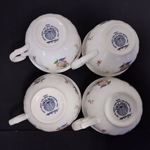 NR899 Noritake CRAFTONE ノリタケ クラフトーン カップ ソーサー ティーカップ 洋食器 コーヒーカップ 花柄 4客セット 赤縁 食器 _画像8