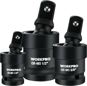 WORKPRO ユニバーサルジョイントセット インパクト用 インパクトレンチ用ユニバーサルジョイント 差込角6.35mm・9.5m