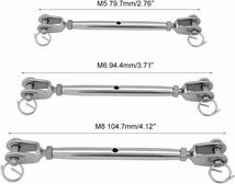 Qiilu 枠式ターンバックル ジョーターンバックル ジョーボルト ステンレス製 ボディジョーターン バックル(M5)_画像2