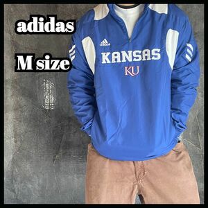 adidas アディダス　ハーフジップ　ナイロンジャケット　M us古着 KANSAS