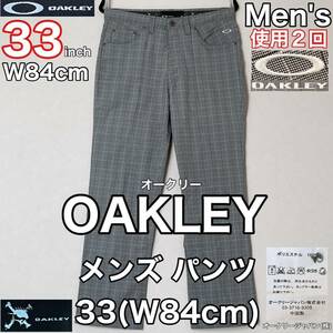 超美品 OAKLEY(オークリー)メンズ パンツ 33(W84cm)グレー チェック 使用2回 ゴルフ スポーツ 春夏 ボトムス ズボン オークリージャパン(株