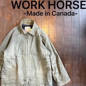 超レア！！【WORK HORSE ワークホース】ハンティングジャケット カナダ製　ダック生地　リブ