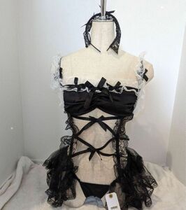 女性小悪魔ハートキャミソールブラショーツベビードールコスプレ衣装メイド服黒人気 セクシーランジェリー