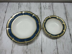 d 美品　金彩　 Noritake ノリタケ SOLEMN SAPPHIRE?　ブルー　7321　皿　鉢　２枚セット 【星見】