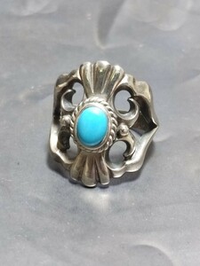  Goro's goro's silver . turquoise attaching cast ring large 22 number 