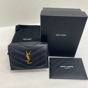 〇【6284】サンローラン パリ SAINT LAURENT PARIS 財布 三つ折り コンパクトウォレット ブラック