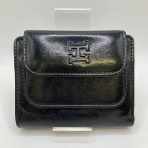 □8881 HIROFU ヒロフ レディース 折り財布 ブラック レザー 袋付き 小銭入れ カード入れ お札入れあり ロゴ
