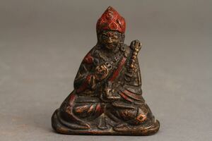 【古】1010 古銅加彩仏置物　時代品　　唐物　中国美術　　仏教美術 古銅 仏像 銅製 