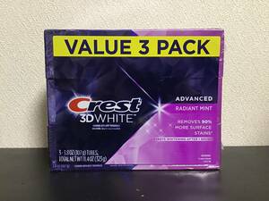 3個 Crest クレスト 3D White Advanced 歯磨き粉 Radiant Mint 107g