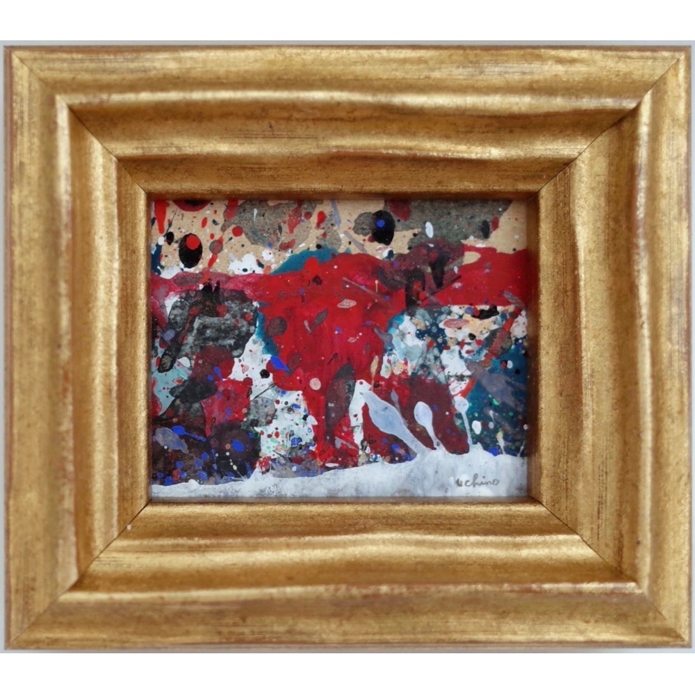 Takafumi Uchino Untitled Abstract Painting Abstract Painting Acrylic on Cardboard Contemporary Art Artwork Frame Mini Frame Small Painting Authentic, Artwork, Painting, acrylic, Gash