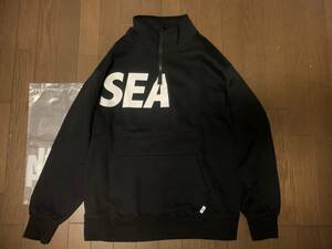 即決!!黒XL WIND AND SEAウィンダンシー SEA HALF ZIP TOPSハーフジップ入手困難プルオーバー スウェット BLACKパーカー/発送ゆうパック