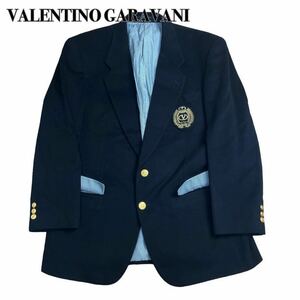 VALENTINO GARAVANI ヴァレンティノ ガラヴァーニ 金ボタン 紺ブレ テーラードジャケットカシミヤ100% 刺繍ロゴ L 1スタ(一円スタート)