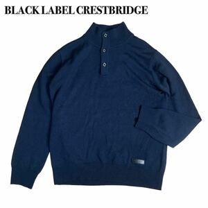 BLACK LABEL CRESTBRIDGE ブラックレーベルクレストブリッジ ニット セーター ハイネック チェック ネイビー紺 M 1スタ(1円スタート) 