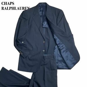 CHAPS RALPHLAUREN チャップスラルフローレン セットアップスーツ 黒ブラック ストライプ ビジネス紳士 L相当 1スタ(1円スタート)