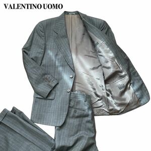 VALENTINO UOMO バーニーズニューヨーク セットアップ ストライプ スーツ 紳士ビジネスグレー M相当 1スタ(1円スタート)