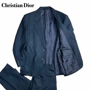 Christian Dior クリスチャンディオール セットアップ スーツ ネイビーブルー ストライプL相当 ビジネス紳士 1スタ(1円スタート)