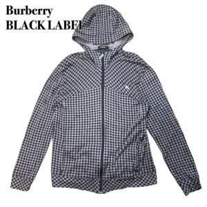 Burberry BLACK LABEL バーバリーブラックレーベル チェック パーカーホース刺繍 グレーブラック　　3 L 三陽商会 1スタ(一円スタート)